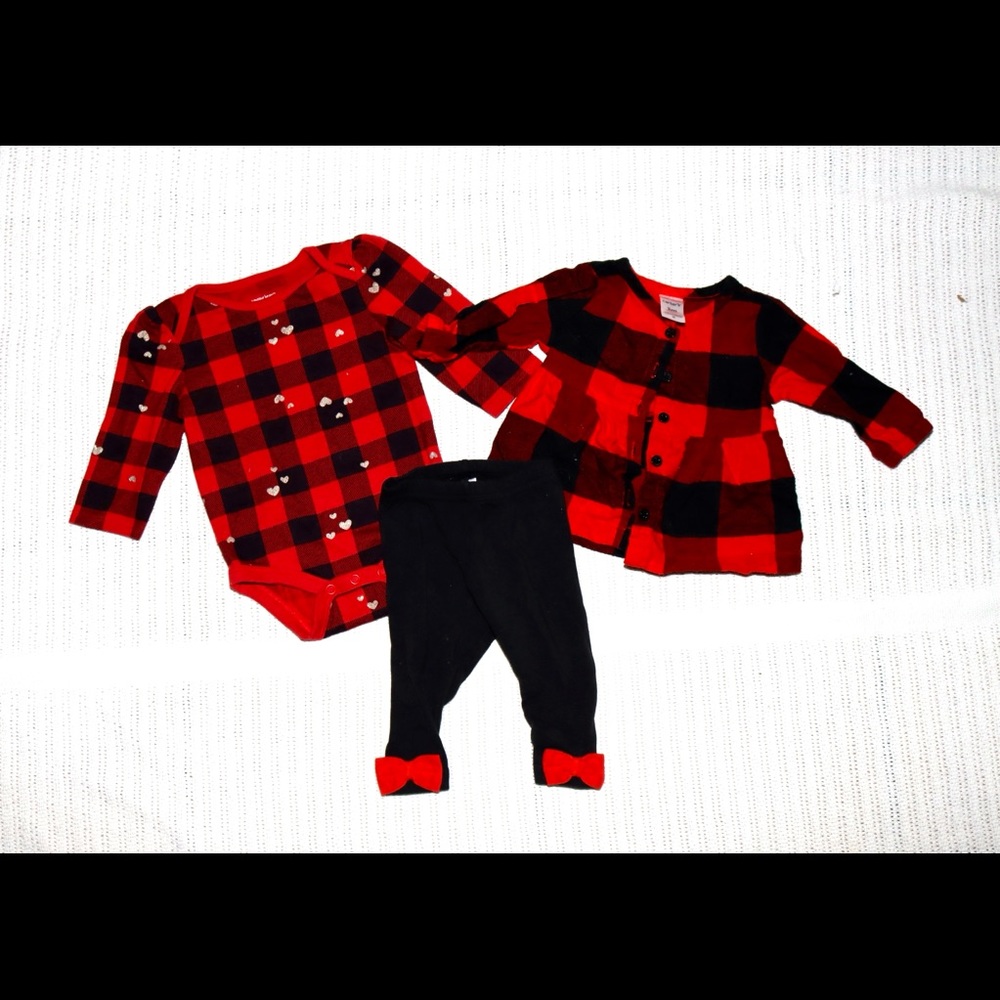 Baby girl plaid outfit set